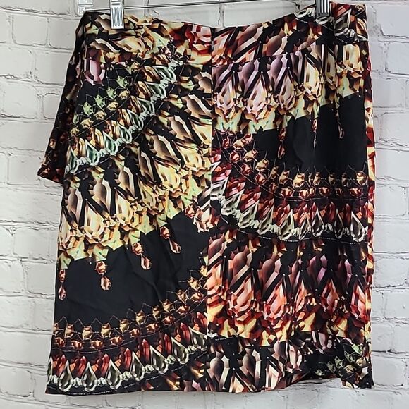 Etcetera Unique Jewel Print Cascade Drape Knee Length Straight Pencil Skirt Sz 8 - Picture 4 of 7